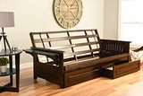 Kodiak Futons Phoenix Full Size Futon in Espresso Finish with Storage Drawers, Oregon Trail Java Kodiak Futons
