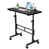 Furmax Small Portable Standing Desk Adjustable Height, Mobile Stand Laptop Computer Workstation with Lockable Wheels for Walking Pad Treadmill (Black) Furmax