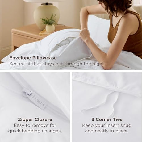 Bedsure Duvet Cover Full Size - Soft Double Brushed Bedding Set for Kids & Adults, Zipper Closure, 3 Pieces, Includes 1 Duvet Cover (80"x90") & 2 Pillow Shams, NO Comforter, White Bedsure