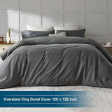 STWIENER Oversized King Plus Duvet Cover 120"x132", Only One Piece Extra Large Ultra Soft Microfiber Grey Duvet Cover for All Season - Zipper Closure & 8 Corner Ties(Grey, Alaskan King 120x132 inches) STWIENER