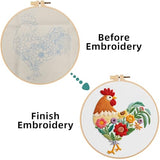 Herdiese Beginner Embroidery Kit for Adults – Rooster & Flower Pattern with Hoop, Cotton Threads, Needles, Scissors & Video Tutorials – Complete Craft Set for Beginners, Creative Gift Idea