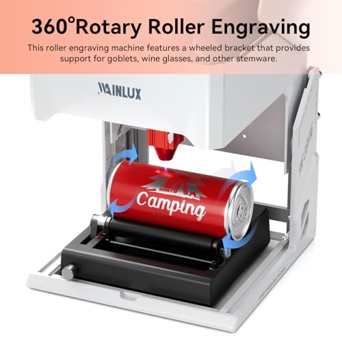 Roatry WAINLUX K10 Laser Rotary Aattachment for Laser Engraver and Cutter Rotary Roller,Engraver Accessory Y-axis Rotary Roller for Engraving Cylindrical Objects, Wine Glass, Tumbler, Pen WAINLUXPRO