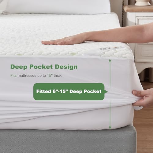 Waterproof Mattress Protector, Twin Size Mattress Pad Fitted 6"-15" Deep Pocket, 3D Air Fabric Soft Breathable Bed Mattress Cover Noiseless Washable BEDLORE