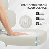 ALLGOD Ergonomic Office Chair, Mesh Desk Chair with Lumbar Support, High Back Home Office Chair with Adjustable Headrest and Flip-Up Arms, Comfortable Computer Chair, Thick Cushion, 300 LBS, White ALLGOD