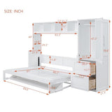 Merax Queen Size Murphy Bed, Modern Wall Bed with Storage Cabinets & Drawers, Space-Saving Foldable for Bedroom Guest Room Home Office Small Apartment, White Merax