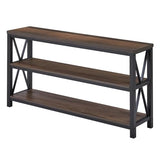 FATORRI Rustic Industrial Console Table with 3-Tier Shelves - Walnut Brown Entryway Sofa Table FATORRI