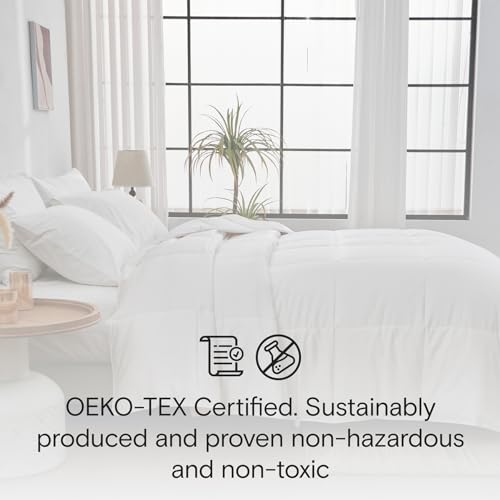 DOZ All Season Cooling Comforter, 100% Viscose Derived from Bamboo, Breathable, Lightweight, Soft, Down Alternative Duvet Insert, 8 Loops, 90"x90" (Full/Queen) DOZ by SIJO