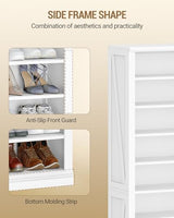 Hzuaneri Shoe Storage Cabinet, 10 Tiers Freestanding Shoe Cabinets, Wooden Shoes Rack with Cubby, 27-30 Pairs, Farmhouse Tall Shoes Cubby Organizer for Entryway, Living Room, White SR52603X Hzuaneri