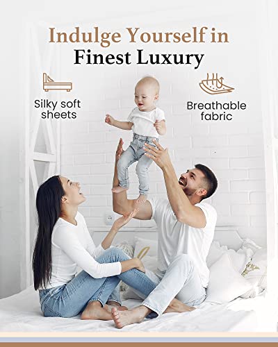 Good Sleep Bedding Twin XL Fitted Sheet - 800 TC Extra Long Twin Sheets for Dorm, 100% Egyptian Cotton Fitted Sheet Twin XL, 16" Deep Pocket, Soft & Breathable, Sateen Weave - White Good Sleep Bedding