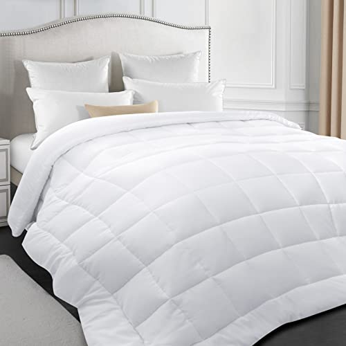 Moonsea Down Alternative Comforter Duvet Insert Queen Size White, Queen Size Blanket Duvet Insert with Corner Tab, Lightweight, All Season, Plush Siliconized Fiber Fluffy Filling - Box Stitched Moonsea