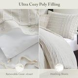 Madison Park King Comforter Set Clipped Jacquard Stripes with Buttons Boho Comforter for a King-Size Bed, Cotton Oversized Comforters with Removable Cover Boho Bedding, King Ivory 9 Piece Madison Park