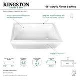 Aqua Eden VTAP663222R 66-Inch Acrylic 3-Wall Alcove Tub with Right Hand Drain, White Kingston Brass