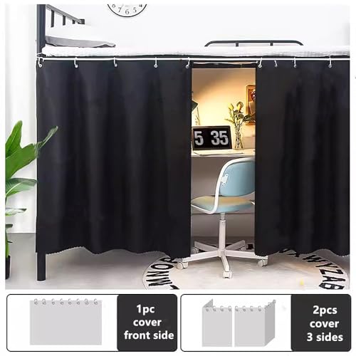 Gxi Black Blackout Bottom Bunk Bed Curtain Privacy Canopy Single Bed Shading Decor Loft Under Dormitory Bed Curtain,1PC Gxi