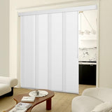 Heefen Adjustable Panel Track Blinds Light Filteringt Vertical Blinds with Valance, Sliding Glass Door Blinds, Room Dividers, Retractable Track from 74" to 133" W, Trimmable Panel Up to 102" H (White) Heefen
