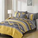 Anibedding Yellow Comforter Set King Size,8 Pieces Bed in a Bag Patchwork Striped Bedding Sets,Boho Soft Microfiber Bedding Set for All Season(104"×90") Anibedding