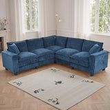 EYBCT 97" L Shaped Couch Corner Sofa, 5 Seater Oversized Cloud Couch with 2 Pillows Chenille Modular Sectional Sofa Armrests with Two Hidden Storage Space Sectional Couches for Living Room Dark Blue EYBCT