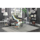 Pemberly Row Modern 3-Tier Console Table, Clear Glass Shelves and Sturdy Chrome Frame, 30" H x 42" W x 9.5" D, Contemporary Style for Living Room Storage and Display Pemberly Row