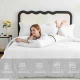 CozyLux White Full Size Comforter Set, 3 Pieces Solid Breathable Quilted Style Bedding Sets, Luxury Fluffy Soft Bed Set with Down Alternative Comforter for All Season (1 Comforter & 2 Pillowcases) CozyLux