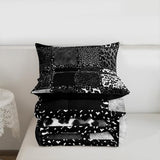 Erosebridal Grey Leopard Print Full Size Comforter Sets for Kids Boys Girls,Animal Skin Texture Bedding Set,Patchwork Geometric Duvet Insert,Farmhouse Quilt Bedroom Decor Erosebridal
