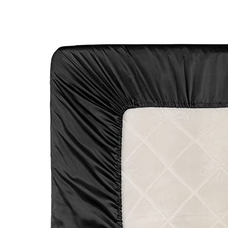 Homiest Black Satin Fitted Sheet Full Size Deep Pocket Luxury & Ultra Soft Bedding Single Bottom Bed Sheets Sold Separately Homiest
