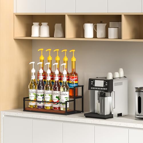 THYGIFTREE Liquor Bottle Display Shelf 2 Tier Liquor Rack Holder Bar Shelf Stand for Liquor Organizer Countertop Liquor Risers Storage Shelves Wine Rack for Whiskey THYGIFTREE