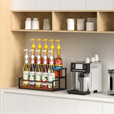 THYGIFTREE Liquor Bottle Display Shelf 2 Tier Liquor Rack Holder Bar Shelf Stand for Liquor Organizer Countertop Liquor Risers Storage Shelves Wine Rack for Whiskey THYGIFTREE