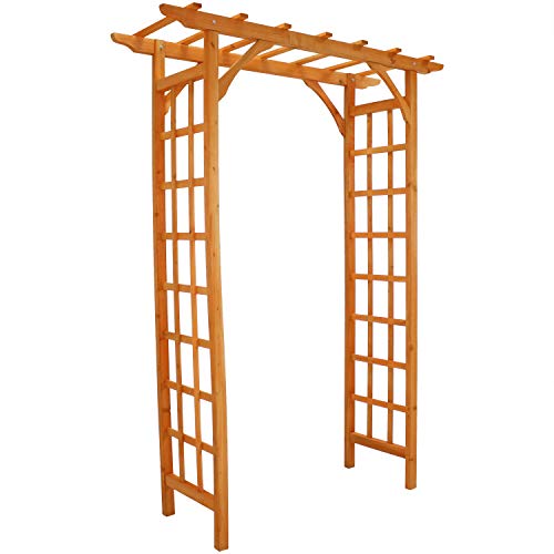 Sunnydaze 78-Inch Wooden Garden Arbor Walkway Wedding Arch - Durable Wood with Weather-Resistant Wood Finish Sunnydaze