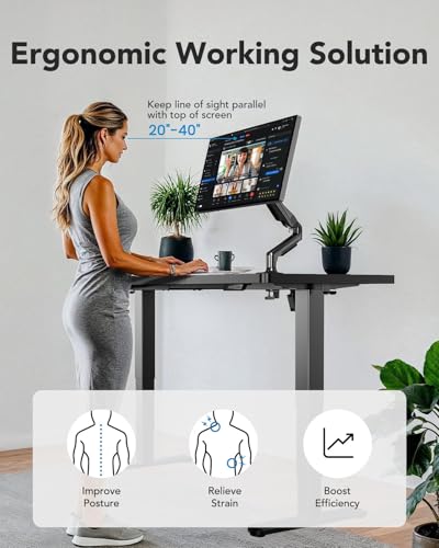 HUANUO 60x30 Inch 3-Stage Legs Electric Standing Desk, Large Height Adjustable Office Desk with Brushless Motor, Stand Up Desk with 4 Memory Presets & 2 Hooks, Computer Desk for Home Office, Black HUANUO