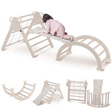 RMHDSLF Foldable Triangle Ladder, Toddler Indoor Gym Playset,Pikler Climber with Ramp Sliding or Climbing, Sturdy Wooden Montessori Climbing Set for Toddlers 2-6. RMHDSLF