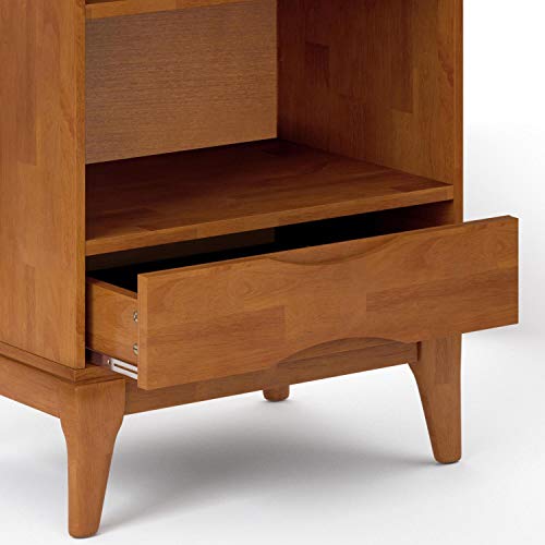 SIMPLIHOME Harper SOLID HARDWOOD 24 Inch Mid Century Modern Bookcase with Storage in Teak Brown, For the Living Room, Study Room and Office SIMPLIHOME