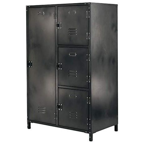 Allspace 4 Door Steel Storage Wardrobe Locker with Dark Weathered Finish, Vintage, Industrial, for Clothing, Home, Office, School, Dorm, Teen, Shop, Vented, Lockable, Durable Powdercoat - 240038T Allspace