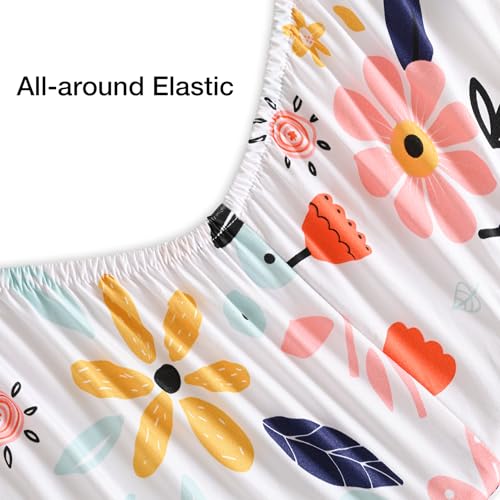 Yibeizi Floral Sheet Set for Girls Twin, Kids Cute Print Bedsheets Microfiber Deep Pocket Flower Patterned Bed Sheet & Pillowcase Sets 3 Pieces Yibeizi