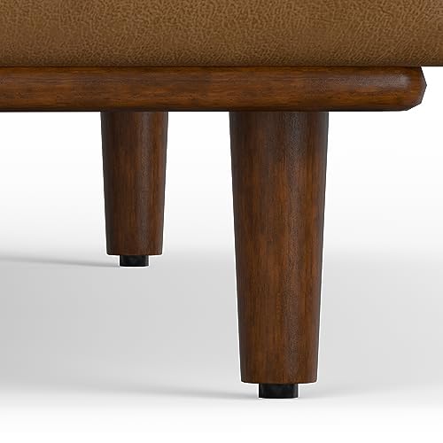 SIMPLIHOME Morrison 72-inch Wide Sofa in Caramel Brown Top Grain Genuine Leather, Mid-Century Modern-Style Loveseat for Living Room, Single Bench Cushion, Removable Back Cushions, 2 Bolster Pillows SIMPLIHOME