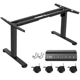 farexon Electric Standing Desk Legs, Adjustable Stand Up Desk Legs Dual-Beam Frame Workstation with Wheels, up to 71" x 32" Desktops, Ergonomic Table Base Workstation, Black Frame Only farexon