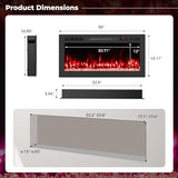 Tangkula 36 inches Smart Electric Fireplace,Recessed & Wall-Mounted 1500W Fire Place with 12 Flame & Ember Bed Colors, 12H Timer, Remote & APP Control, Alexa & Google Assistant Compatible Tangkula