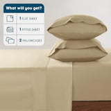 SONORO KATE 100% Egyptian Cotton Sheets - 800 Thread Count, 5-Star Hotel Sateen Weave Bed Sheets, Cooling, Soft & Breathable Bed Sheets Set, Fits 16" Deep Pocket - 4 PC (Beige,King) SONORO KATE