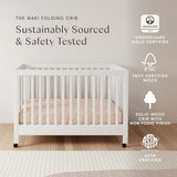 Babyletto Maki 2-in-1 Baby Crib Convertible to Toddler Bed - GREENGUARD Gold Certified Portable Folding Wood Crib w/ Toddler Conversion Kit - 4 Adjustable Heights, Easy to Assemble - White