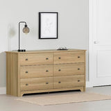South Shore Vito 6-Drawer Double Dresser, Natural Ash South Shore