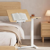 DONGMUWUJEE Solid Wood Overbed Bedside Table with Wheels, Tilting Adjustable Hospital Bed Table Over The Bed, Medical Mobile Laptop Stand, Rolling Standing Desk for Hospital and Home Use(Natural) DONGMUWUJEE