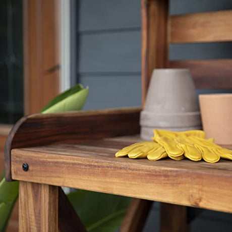Backyard Discovery Table Serving Bar-Acacia Wood Potting Bench, Brown Backyard Discovery
