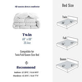 puredown® Goose Down Comforter Twin Size 800 Fill Power, 100% Cotton All Season Duvet Insert 700 Thread Count, Cloud Fluffy Pinch Pleat Extra Warmth puredown