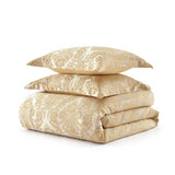 Martha Stewart - Queen Duvet Cover Set, Soft Cotton Blend Jacquard Bedding for Year Round, 3 Piece Bed Set with Matching Pillowcases (Vintage Damask Beige) Martha Stewart