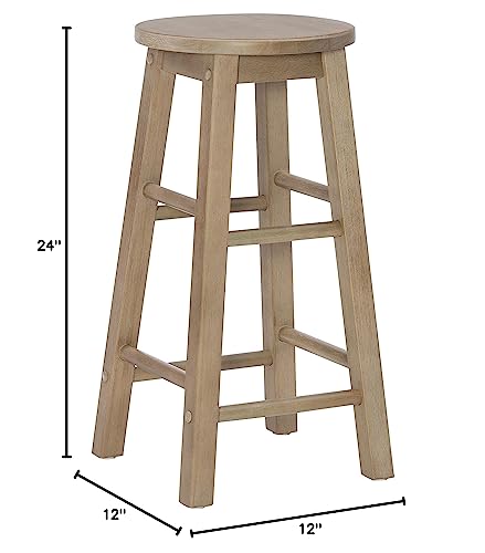 Linon Zeke Grey Wash 24" Counter Stool with Round Seat Linon