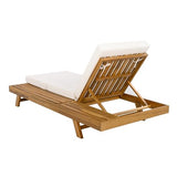 Christopher Knight Home Kayes Acacia Wood Chaise Lounge Chair Outdoor Set of 2, Poolside Sun Lounger Recliner, Patio Outdoor Chaise Lounge with 4'' Triple Folds Cushion, Teak+Cream