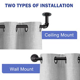 Zeerobee Curtain Rods for Windows 48 to 84, 1 Inch Industrial Curtain Rod, Wrap Around Black Curtain Rods, Indoor/Outdoor Curtain Rod, Room Divider Curtain Rod, Adjustable Curtain Rod, 48-86" zeerobee