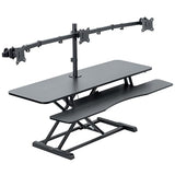 VIVO Height Adjustable 48 inch Standing Desk Converter with Triple 21.5 to 27 inch Monitor Mount, Extra Large Desk Riser, Black, DESK-KIT-48KB3C VIVO