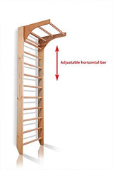 Wooden Swedish Ladder, Stall Bars Set for Physical Therapy & Gymnastics (with Adjustable Pull-up Bar) CleverWood
