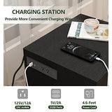 Auromie Nightstand with Charging Station and LED Lights, Concealment Furniture with RFID Lock Cabinet and Power Outlets, Bedside Table with Hidden Compartment for Valuables Storage, Black Auromie