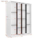 SOFTSEA Queen Murphy Bed with Rotating Frame, Storage Shelves, Foldable Wall Bed Frame with Bookcase, Hidden Murphy Bed Cabinet for Home Office, Guest Room, Space-Saving, White SOFTSEA