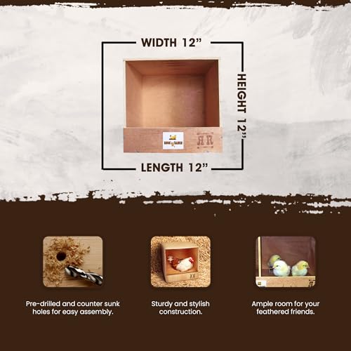 Rugged Range Products Studio 12 x 12 x 12 Inch Flat Wooden Single Compartment Chicken Coop Interior Poultry Bird Egg Animal Nesting Box Roosting Cubby Rugged Ranch